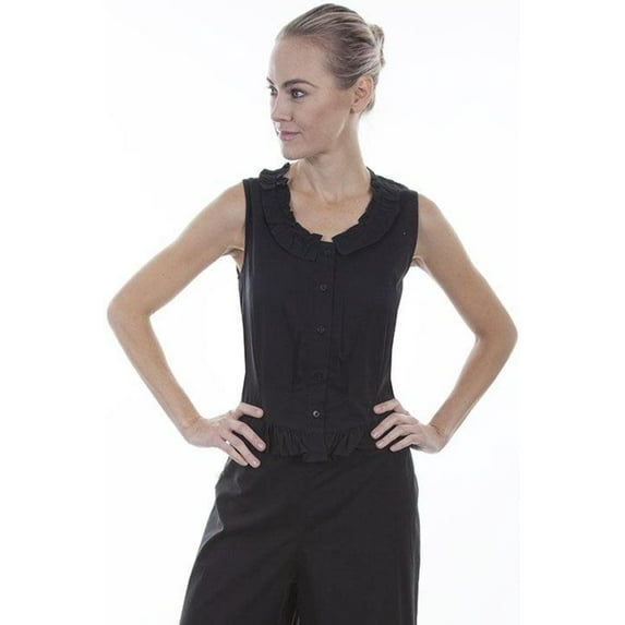 Scully Rangewear Womens Black 100% Cotton Ruffle Camisole XL
