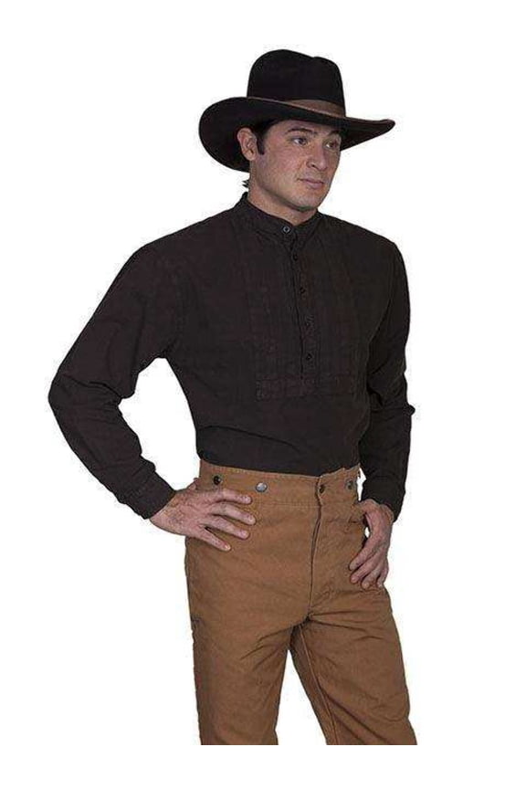 Scully Rangewear Men's Classic Pleated Bib Inset Frontier Shirt, Brown, 4X