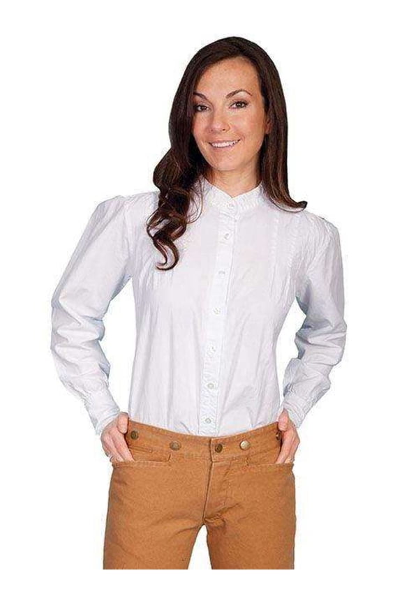 Scully WHITE PERUVIAN COTTON PLEATED FRONT BLOUSE