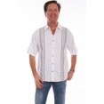 thumbnail image 1 of Scully 5218-WGC-B-4XB Men Short Sleeve Shirt, White with Grey Calypso - 4XL Big, 1 of 2