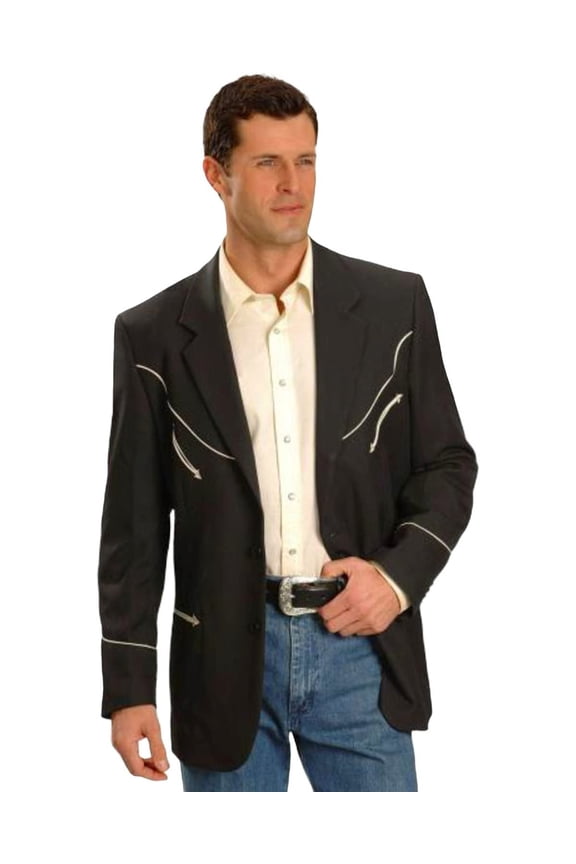 Scully Men's Western Coat with Solid Tonal Piping, White, 50