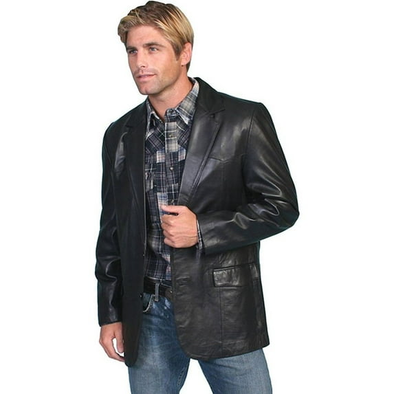 Scully Western Blazer Mens Lambskin Button Back Vent Black 501-11
