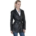 thumbnail image 1 of Scully Western Coat Womens Classic Leather Belted Zipper Black L330, 1 of 2
