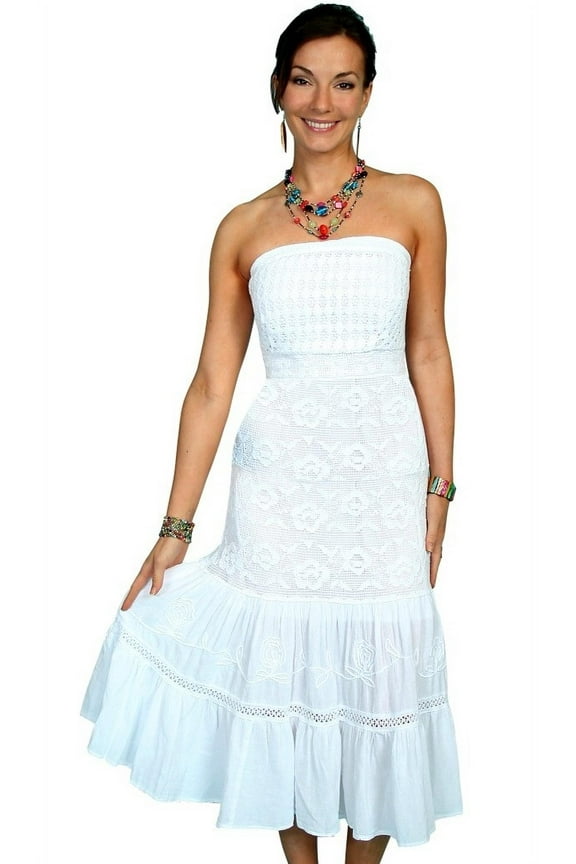 Scully Western Dress Womens Mid Calf Strapless Peruvian Cotton PSL-085