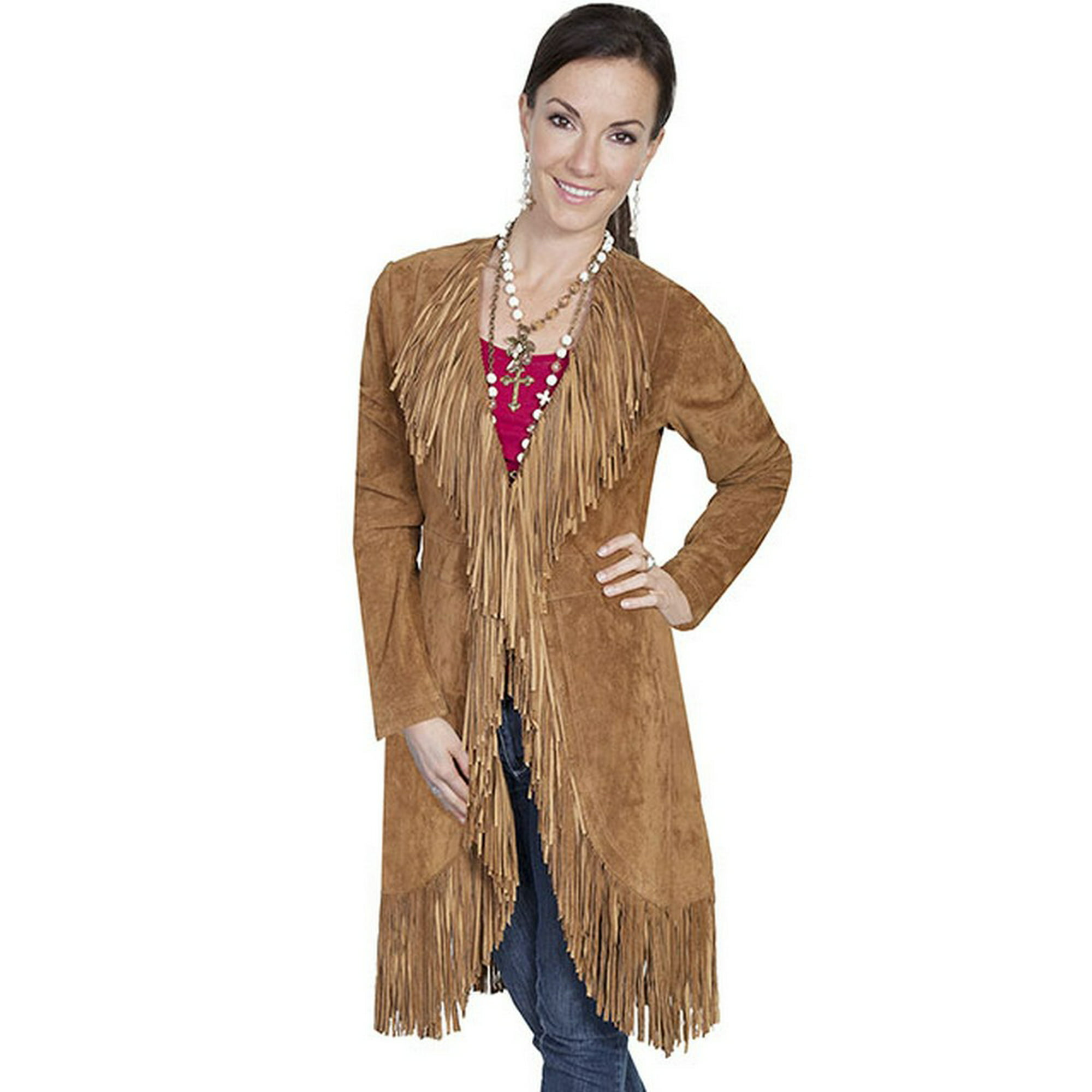 Scully Western Jacket Womens Boar Leather Fringe Maxi Lined L19
