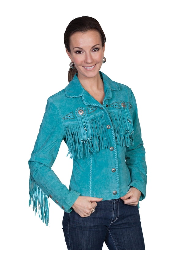 Scully Western Jacket Womens Leather Beaded Fringe Fitted L152