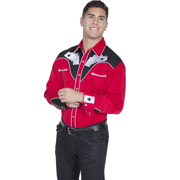 Scully Western Shirt Men L/S Snap Embroidered Four Ace P-686
