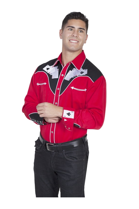 Scully Western Shirt Men L/S Snap Embroidered Four Ace P-686