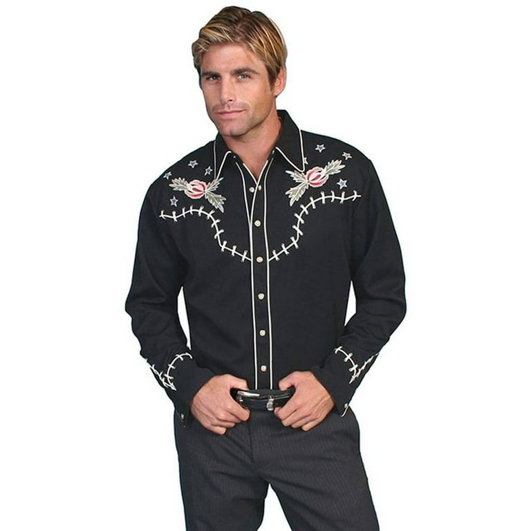 Scully Western Shirt Mens L/S Snap Skeleton Embroidered P