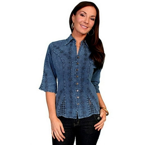 Scully Western Shirt Women 3/4 Sleeve Button PSL-064
