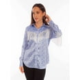 thumbnail image 1 of Scully Western Shirt Womens L/S Mini Floral Fringe XL Blue F0_HC865, 1 of 2