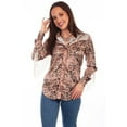 thumbnail image 1 of Scully Western Shirt Womens L/S Paisley Print Fringe S Brown F0_HC828, 1 of 2