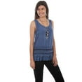thumbnail image 1 of Scully Western Shirt Womens Sleeveless Crochet Lace L Indigo F0_HC486, 1 of 2