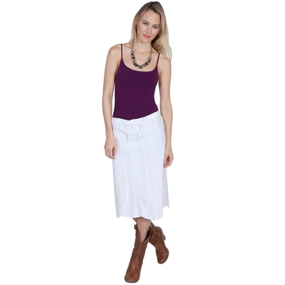 Scully PSL-188-WHT-XXL Western Skirt Womens Cantina Embroidery Uneven Hemline, White - 2XL