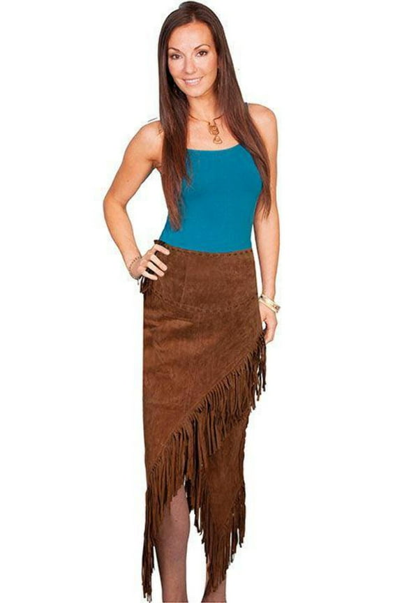 Scully Western Skirt Womens Long Suede Fringe XXL Cinnamon F0_L659