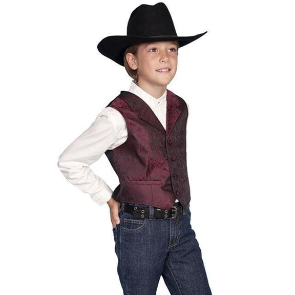 Scully Western Vest Boys Kids Paisley Button Dress Adjustable RW093K