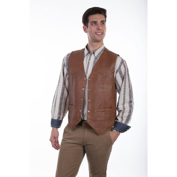 Scully 507-15-B-3X Men Open Range Vest, Saddle Tan - 3XL