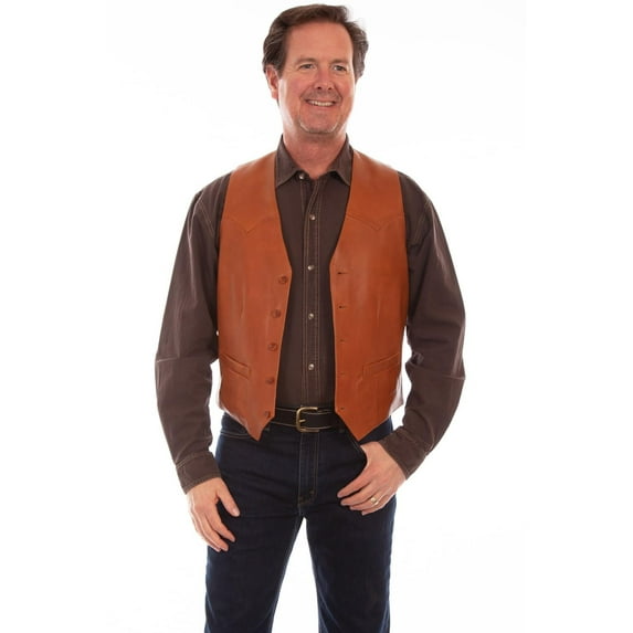 Scully Western Vest Mens Lambskin Leather Button Ranch Tan 503-171