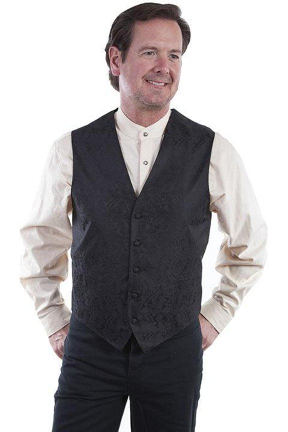 Scully Men's Classic Paisley Black Western Vest RW093N-BLK