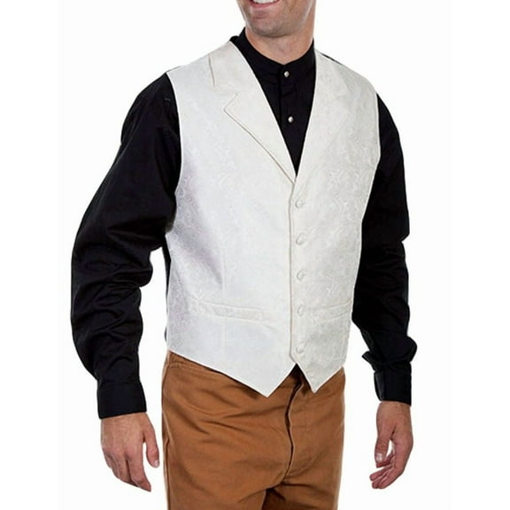 Scully RW093X-CRM-B-T-3XT Western Vest Mens Manly Quality Lined Paisley Button, Cream - 3XL Tall