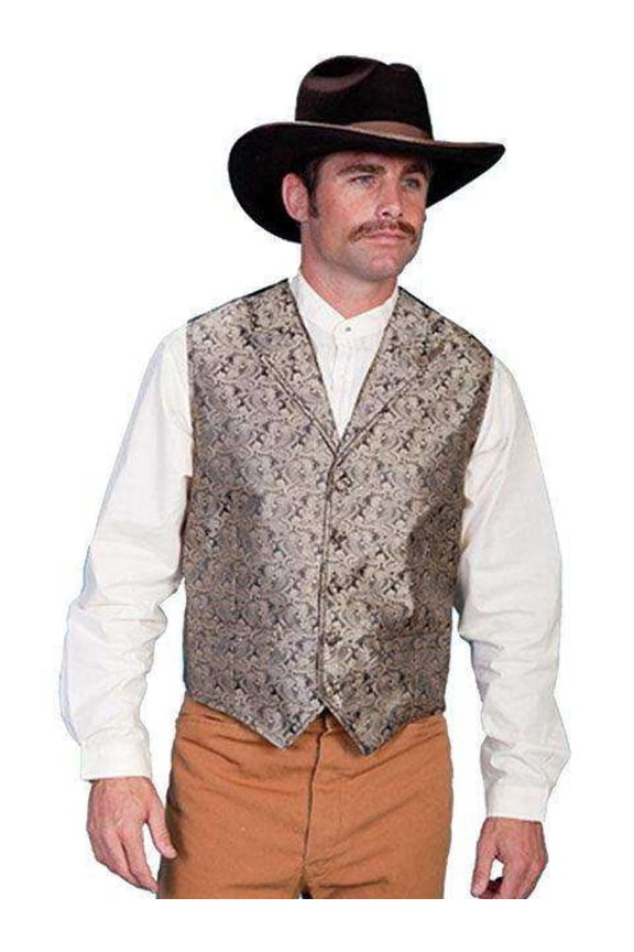Scully Western Vest Mens Paisley Formal Polyester 4X Taupe F0_RW093