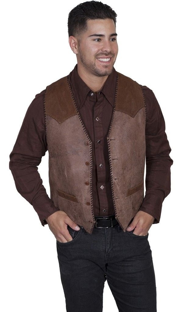 Scully Western Vest Mens Quality Masculine Leather Suede Button