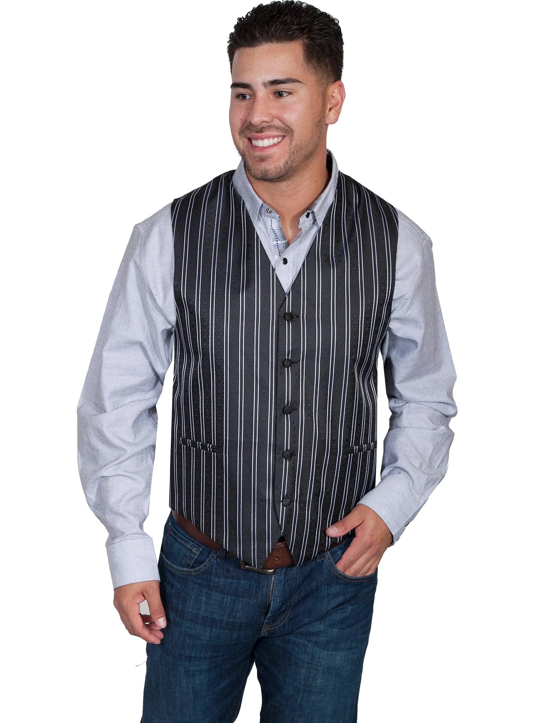 Scully Western Vest Mens Quality Masculine Pinstripe Button