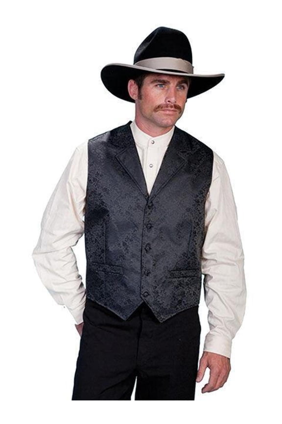 Scully Western Vest Mens Rangewear Dragon Lined L Black F0_RW145