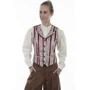 NEWGROOVE Scully Women Rangewear Wallpaper Stripe Vest - Burgundy- Medium