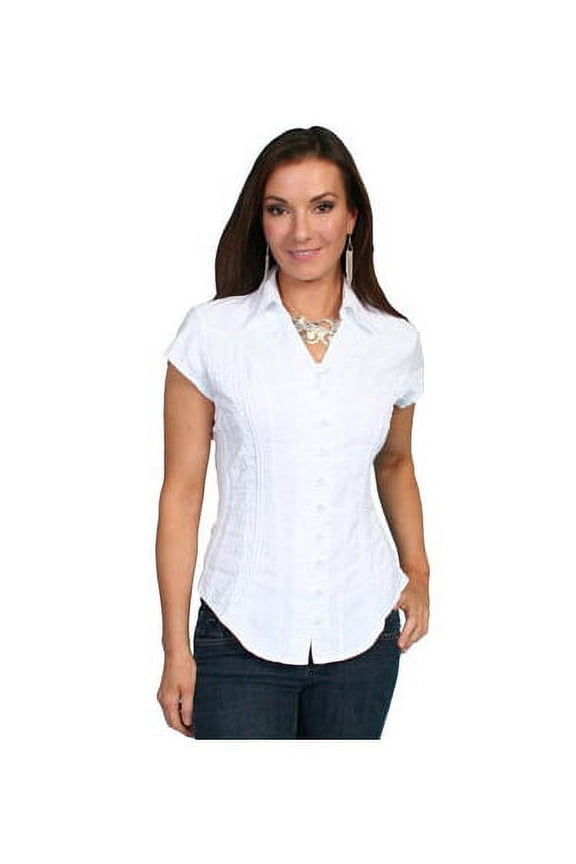 Scully Women's Cantina Celia Cap Sleeve Peruvian Cotton Blouse, White, X-Small