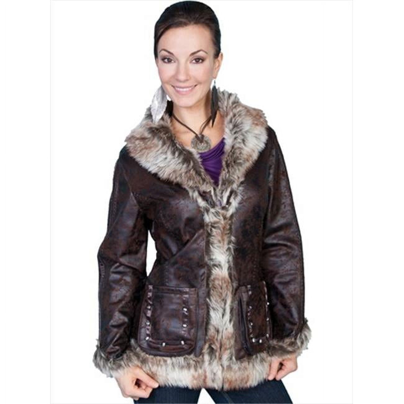 Scully Women's Faux Leather And Fur Jacket Dark Brown Large  US - image 1 of 2
