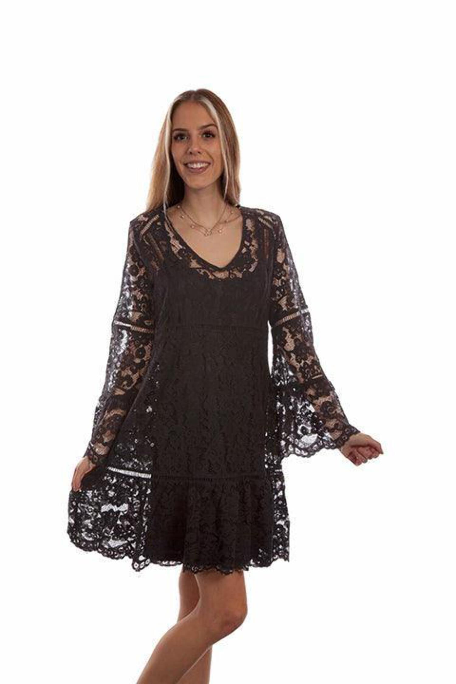 Women's Lace Mini Dress Laundry By Shelli Segal Women's Lace Mini Dress -  White Casual Dress With Keyhole Back & Short Sleeves Women's Lace Dress