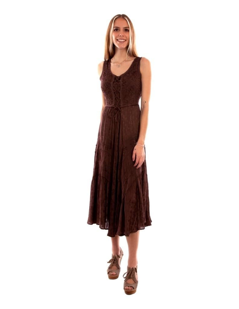 Scully Women's Lace-Up Jacquard Midi Dress