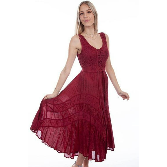 Scully Women's Lace-Up Jacquard Midi Dress - HC118 Medium  US