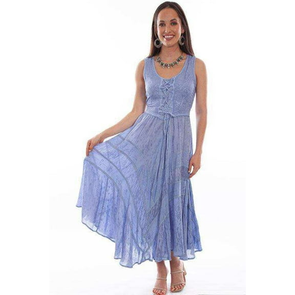 Scully Western Dress Womens Full Sleeveless XS Light Sky Blue F0_HC118