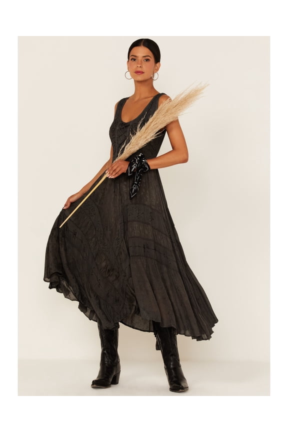 Scully Women's Lace-Up Jacquard Midi Dress Charcoal X-Large US