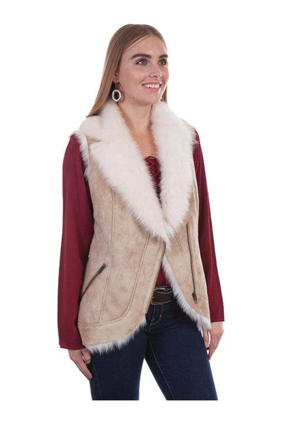 Scully Womens Beige Faux Fur Boho Vest S