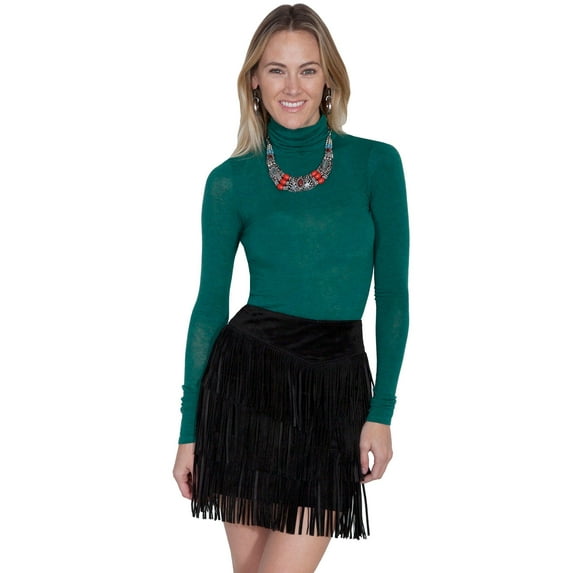 Scully Women's Fringe Tiered Suede Mini Skirt - L704-TRQ XX-