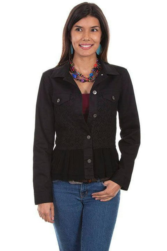 Scully Womens Black Cotton Blend Contemporary Jacket L