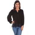 thumbnail image 1 of Scully Womens Black Rayon Full Cut L/S Blouse M, 1 of 2