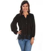 Scully Womens Black Rayon Full Cut L/S Blouse M