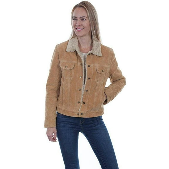 Scully Womens Old Rust Suede Faux Fur Jean Jacket XXL