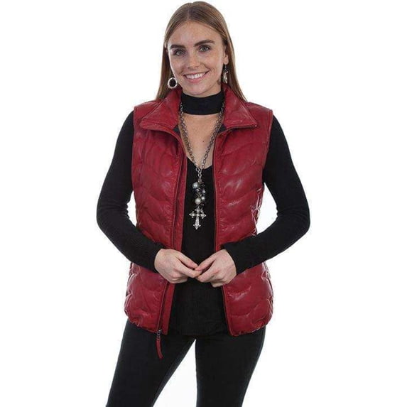 Scully Womens Red Soft Lamb Puffer Vest S
