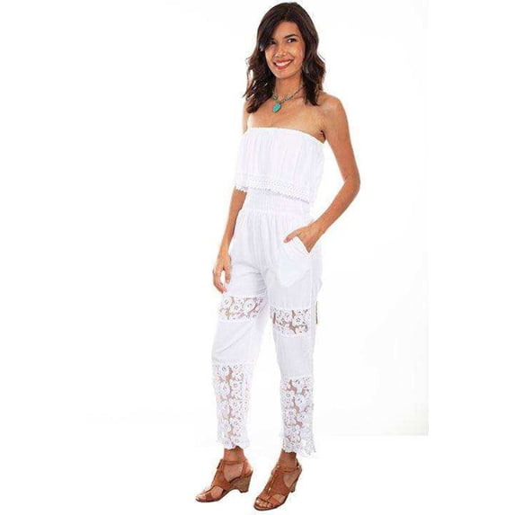 Scully Womens White 100% Cotton Tube Top Romper M