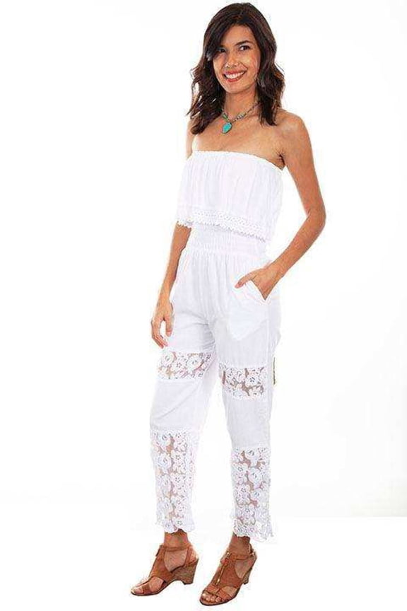 Scully Womens White 100% Cotton Tube Top Romper XL
