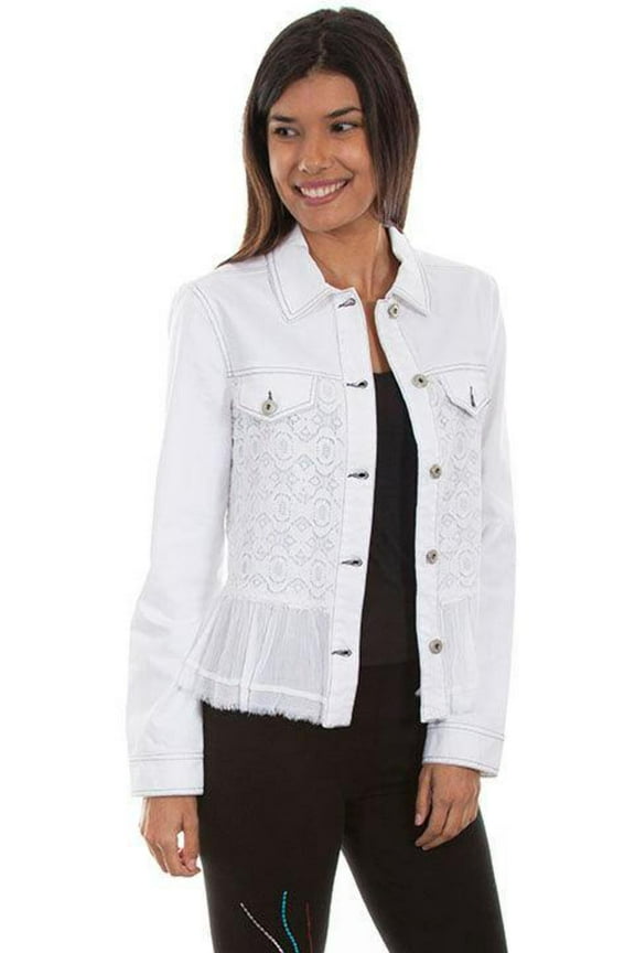 Scully Womens White Cotton Blend Contemporary Jacket S