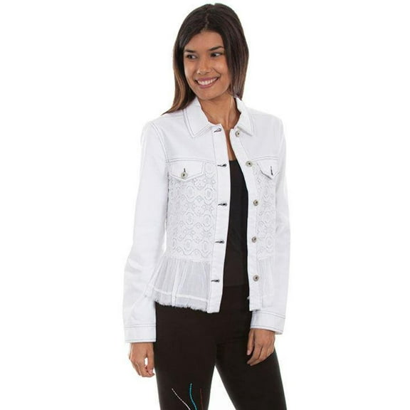Scully Womens White Cotton Blend Contemporary Jacket S