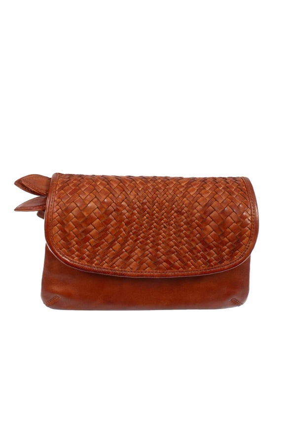 Scully B374-COG-ONE Womens Woven Leather Handbag, Cognac