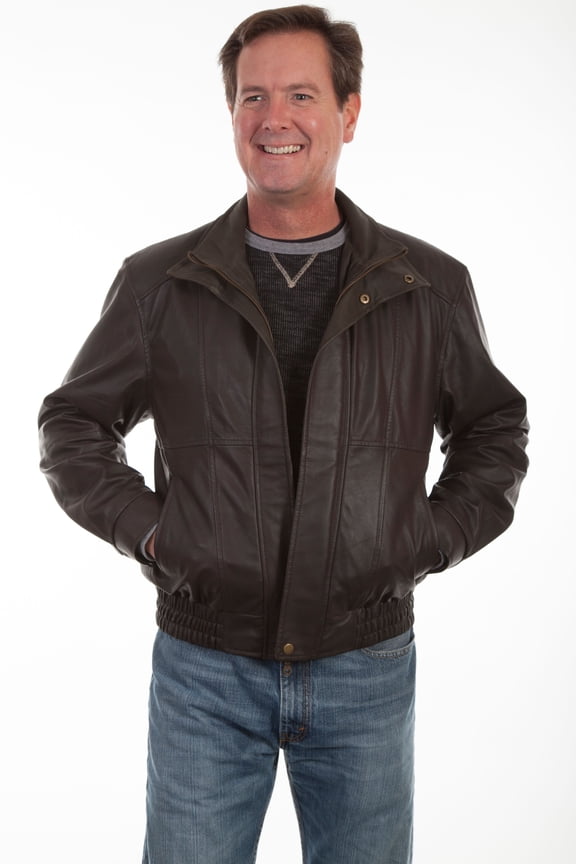 Scully Western Jacket Mens Leather Zip Comfort Waist LT Chocolate 48