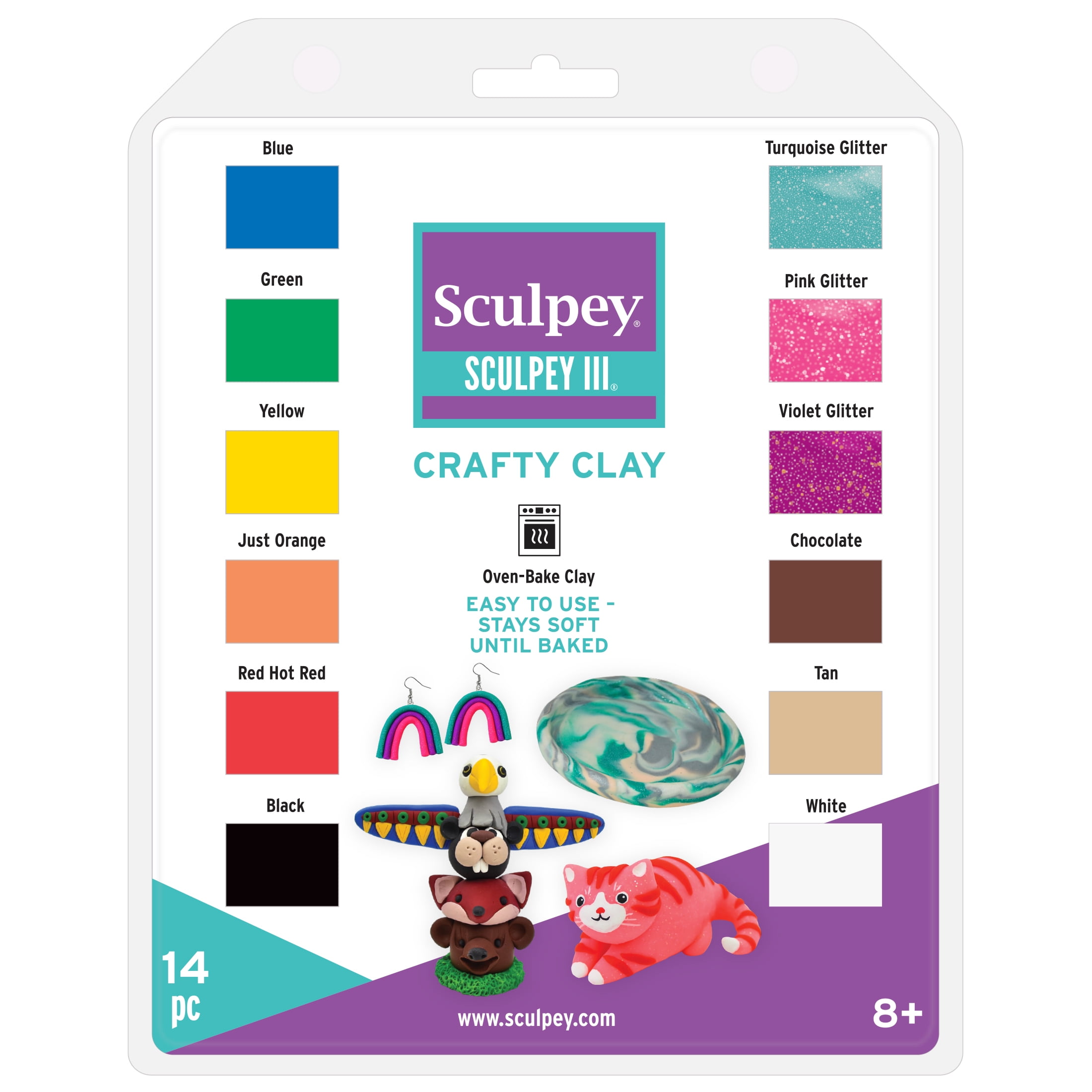 Sculpey Crafty & Oven Bake Clay Variety Pack, 14 Count Age Group +8